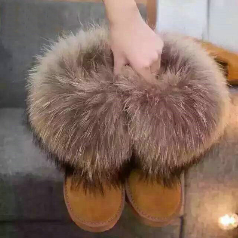 Australia Women Natural Fox Fur Snow Boots 100 Genuine Cowhide Leather Ankle Boots Warm Winter Boots Woman Shoes L250905