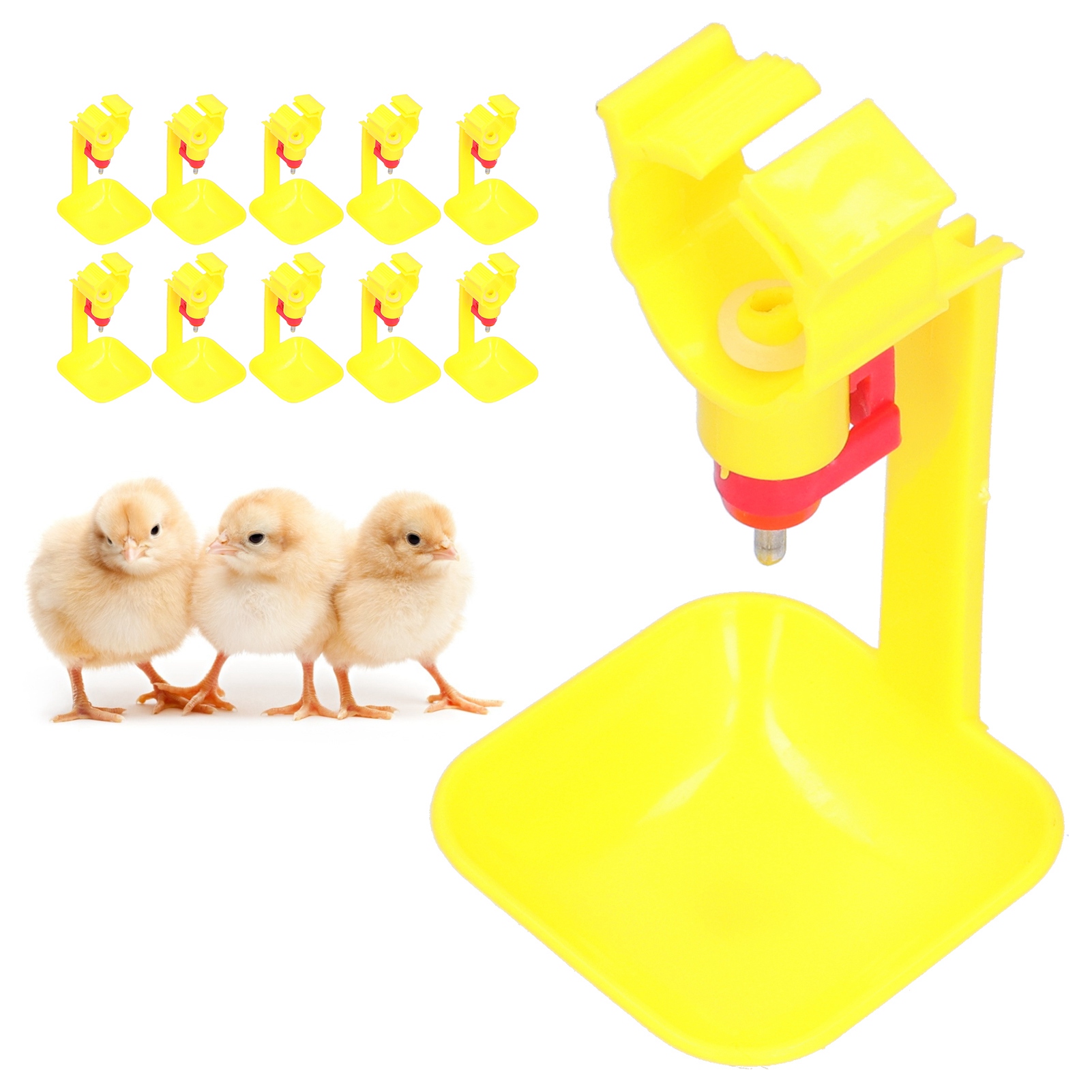 Chicken Nipple Drinker with Cup, Integrated Automatic Drinking Bowl, Poultry Accessory, 20ml, 10Pcs