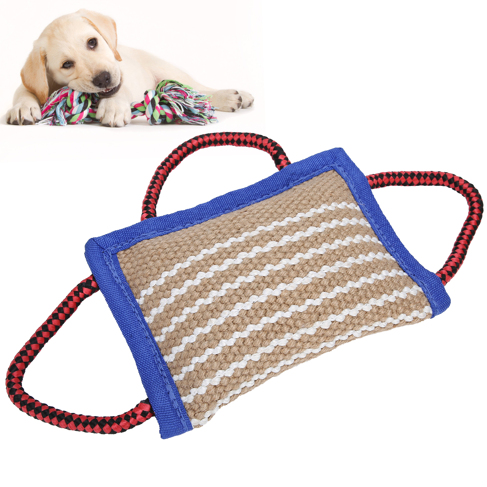 Linen Pet Teeth Cleaning Bag Chewing Biting Interactive Training Bite Toy For Dog