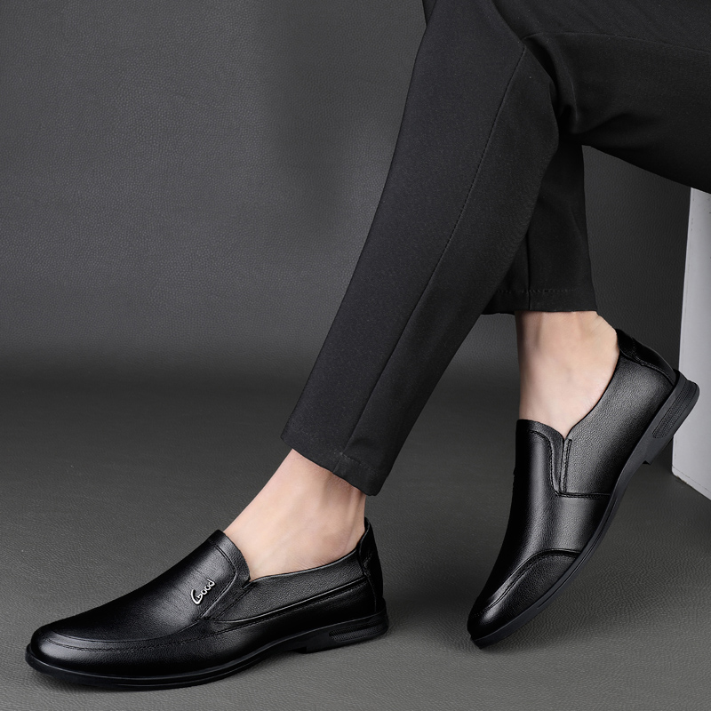 Italian Classic Genuine Leather Men's Black Fashion 2022 New Casual Man Wedding Evening Dress Comfortable Flat Shoes 098d