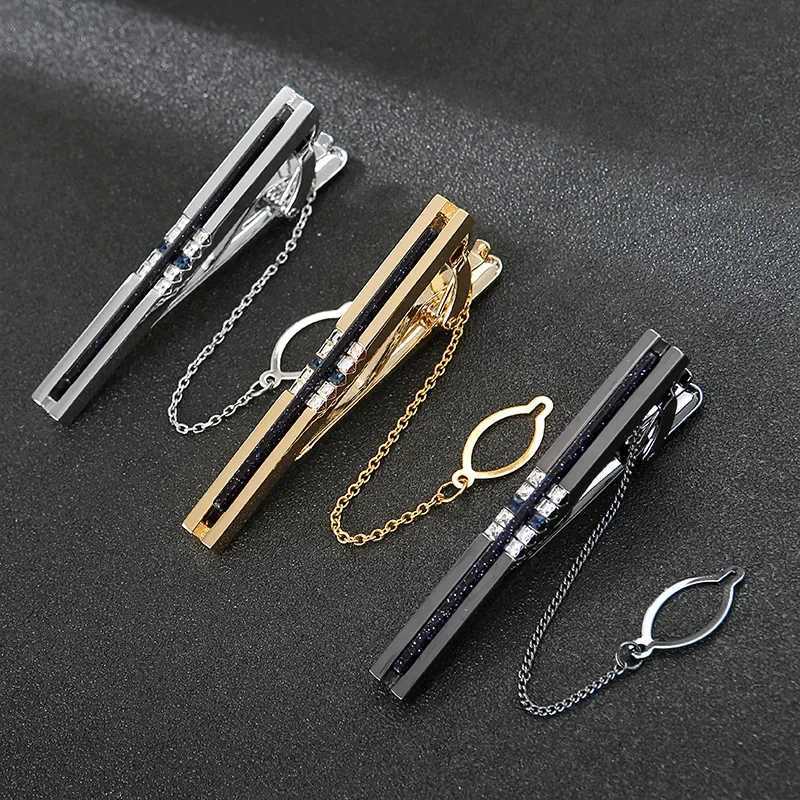 New Chain Tie Clip Fashion Mens Women Formal Wear Business Banquet Cocktail Party Luxury Crystal Tie-clips Wedding AccessoriesX240914