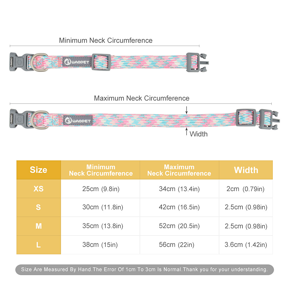 3M Reflective Dog Collars Adjustable Dog Collar Multi-Colored Stripe Nylon Pet Collars for Large & Medium Dogs Outdoor Adventure