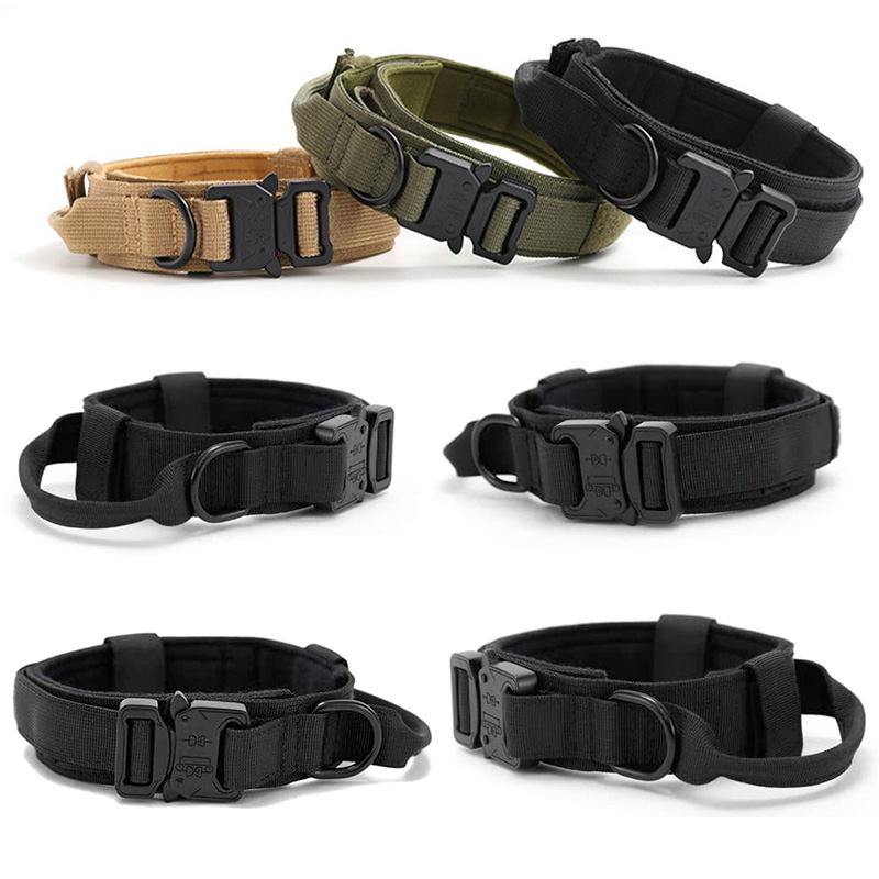 Durable Military Tactical Dog Collar Adjustable Nylon German Shepard for Medium Large Walking Training Pet Accessories