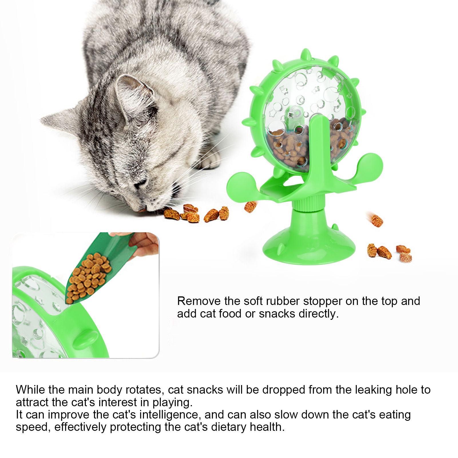 ABS Pet Cat Food Leakage Rotation For Windmill Educational Interactive Training Toy