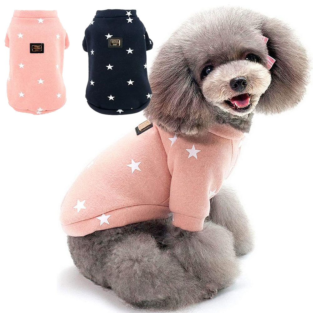 Puppy Pet Clothing Cute Star Print Dog Coat Jacket for Small Dogs Winter Cat Clothes Fleece Sweatshirt Warm Sweater Dog Outfits