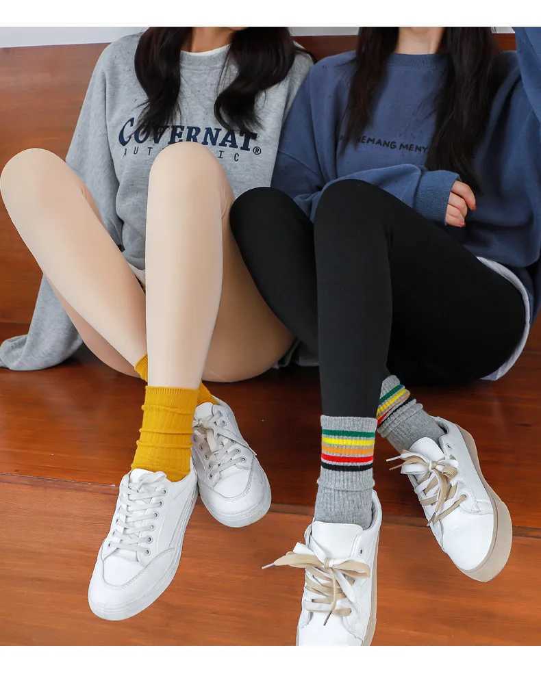 Autumn Winter Thick Warm 300g Flesh Leggings Women Plus Velvet Feet Foot Step on The Foot Elastic Legging Pants Capri Long PantsX240914