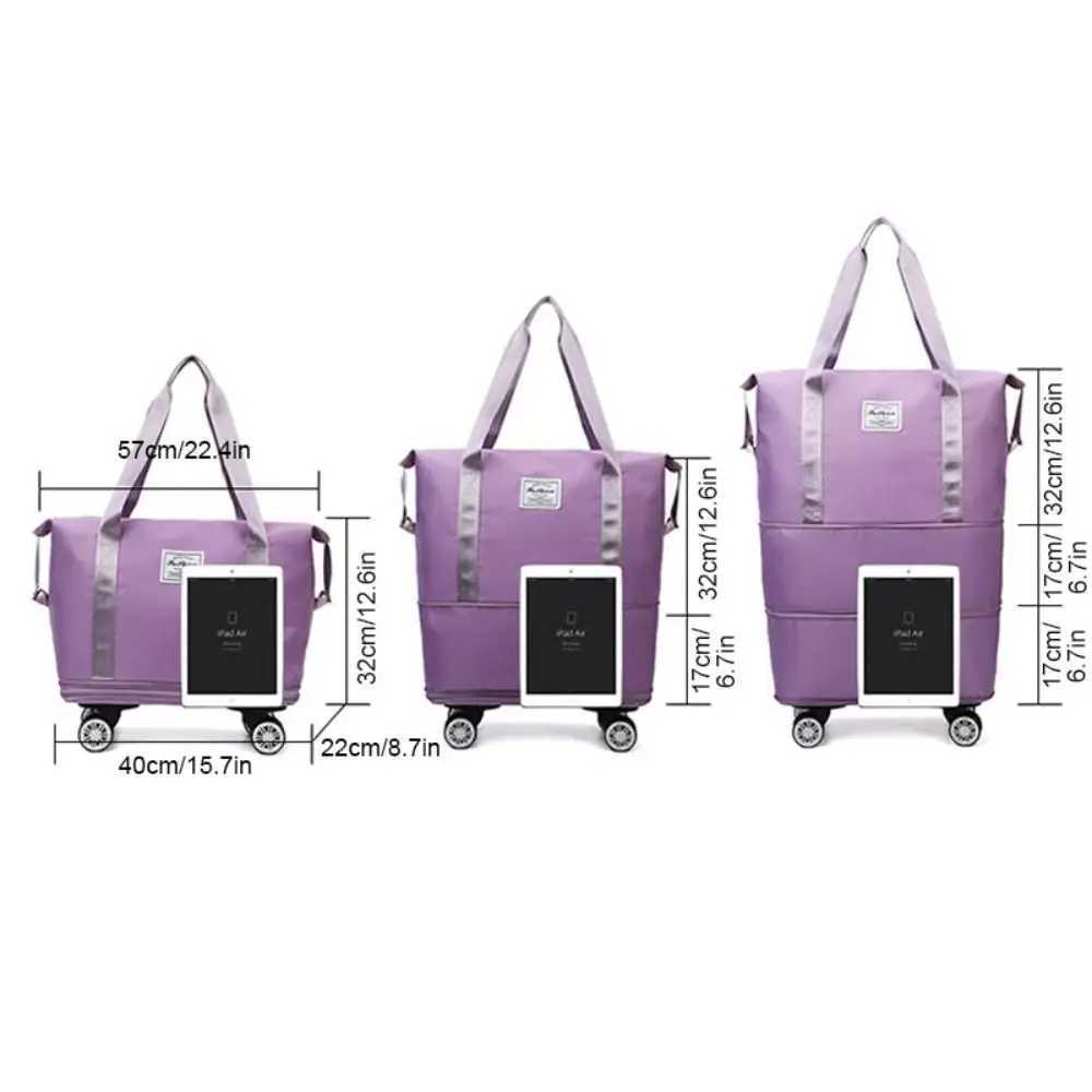 Rolling Duffle Pack New with Wheels Expandable Business Travel Bag Foldable Multiple Dry Wet Separation Pocket Handbag 240914