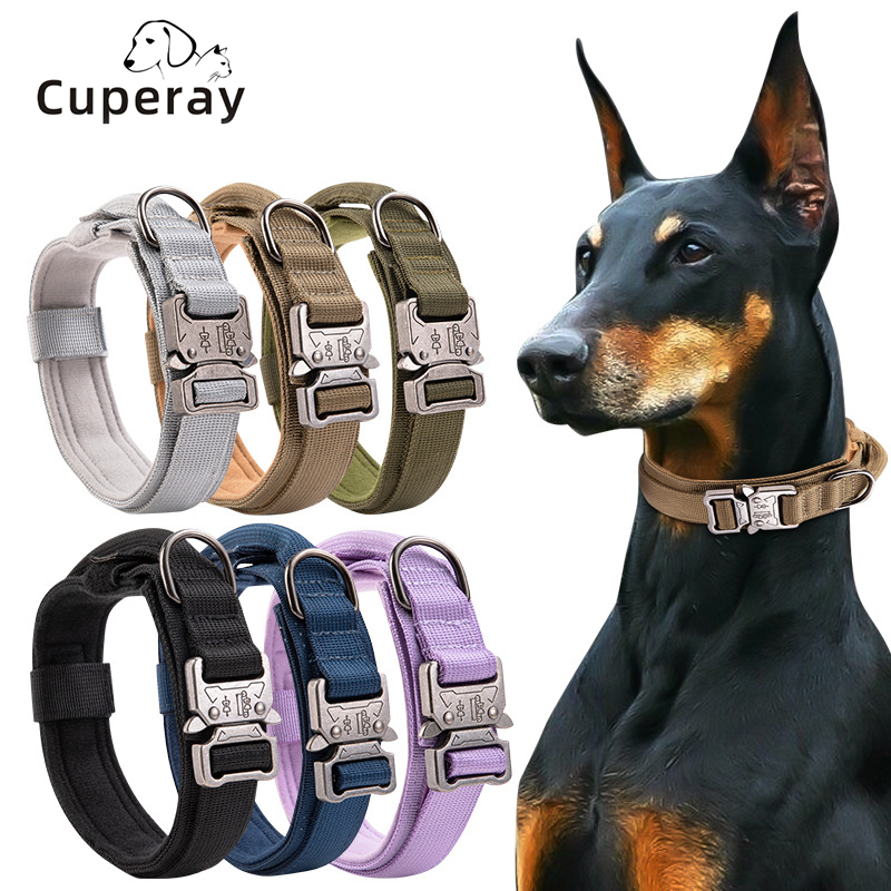 Tactical Dog Collar,Adjustable Military Dog Collar with Handle and Heavy Duty Metal Buckle,Nylon Dog Collar for Medium Large Dog