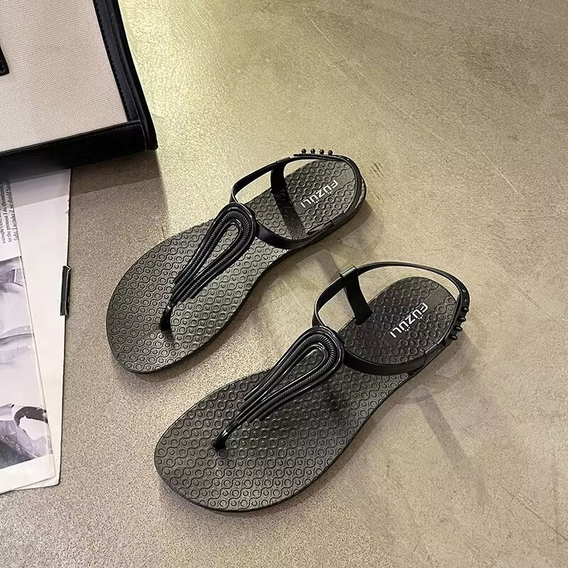 Summer New Women's One-line Strap Sandals Roman Fashion Flat Sandals Casual Beach Sandals Women Ladies Shoes Slippers
