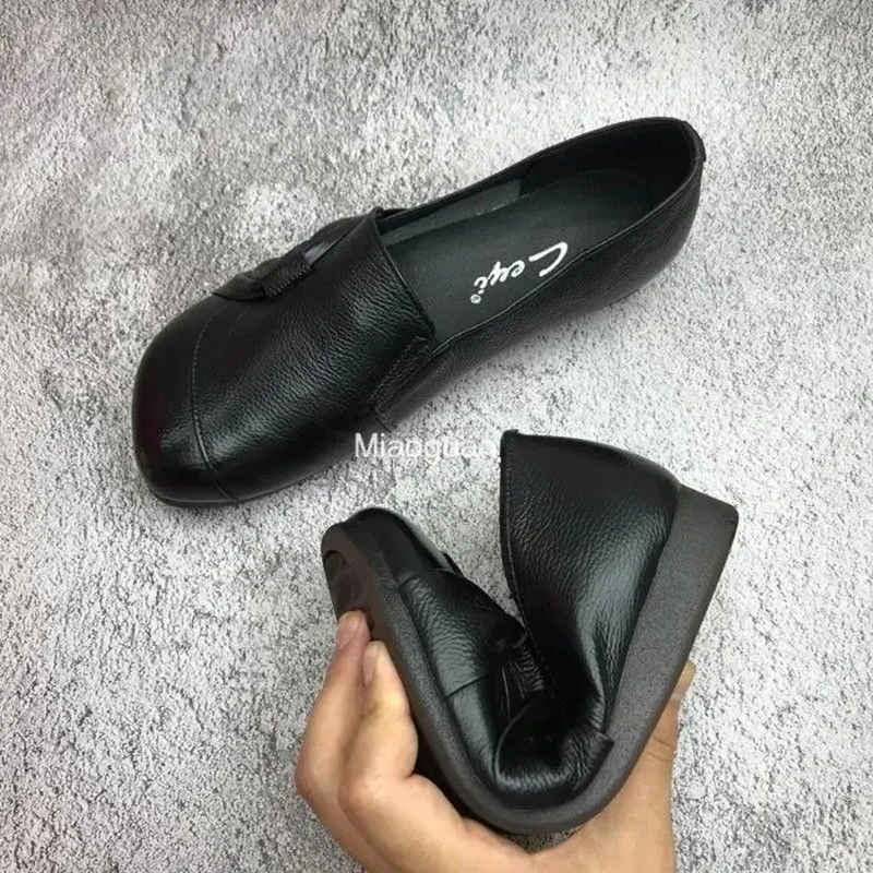 Women Loafer Flat Shoes Women Comfort Non-slip Soft Oxford Solid Color Mom's Shoes New Fashion Leather Footwear Spring Summer PU