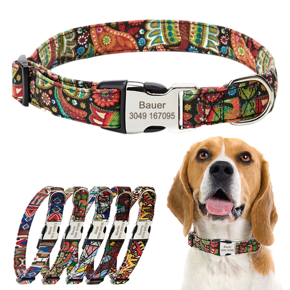 Custom Dog Collar Personalized Engraved Name Metal Buckle Pet Collar Adjustable Pet ID Nameplate for Small Medium Large Dog Cats