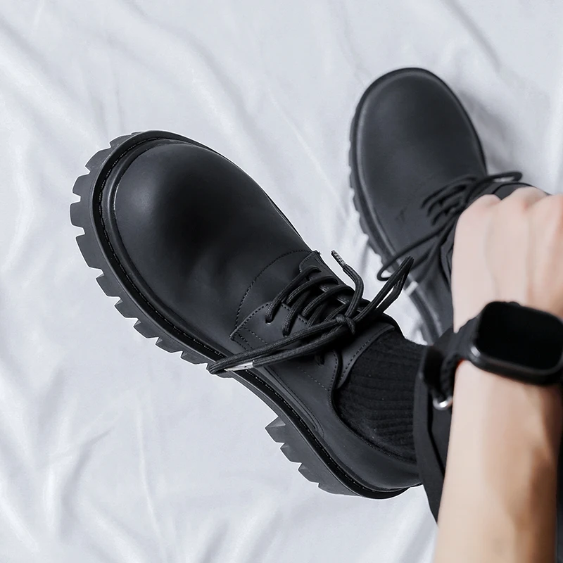 Platform Mens Luxury Casual Genuine Leather High-quality Leisure Tooling Shoes Comfortable Inside Handmade Trend Fashion Shoes