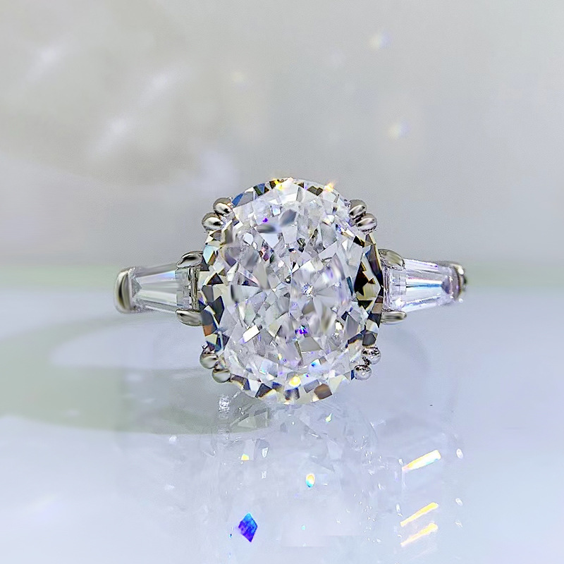 Oval Cut Moissanite Eternity Ring | Sterg Sier Engagement Band for Women