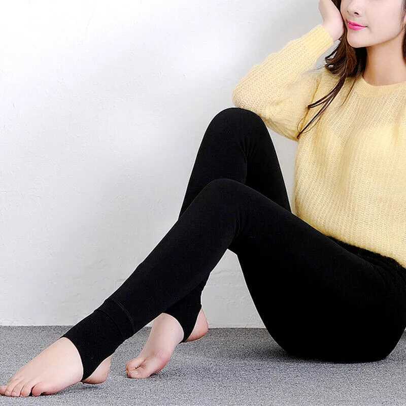 Women Winter Thick Warm Leggings Fleece Lined Thermal Full Foot Tight Pant Polar Pantyhose Velvet Wool High Elasticity LeggingsX240914