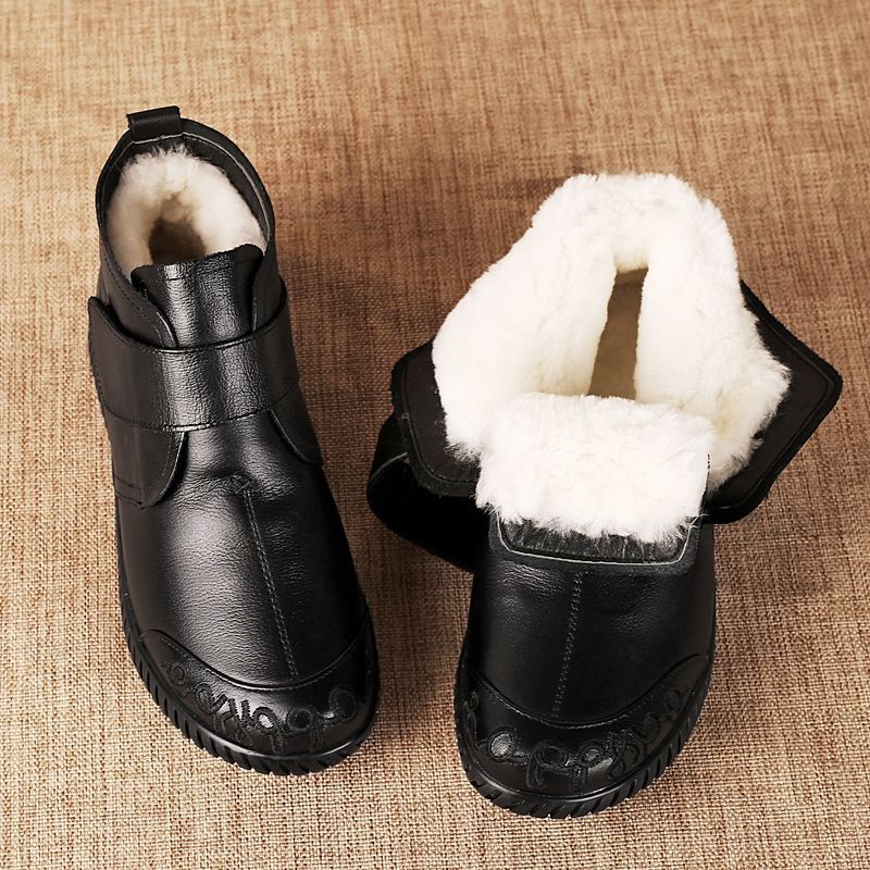 2022 New Women's Real Leather Ankle Boots Thick Bottom Plush Women Winter Warm Shoes Fashion Cool Footwear Size 34-41
