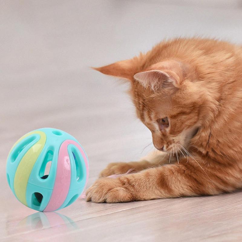Cat Toy With Bell Cat Pounce Jinggle Ball Hollow Cat Jingle Balls Interactive Cat Toys Kitten Chasing Toys For Kitten Cats