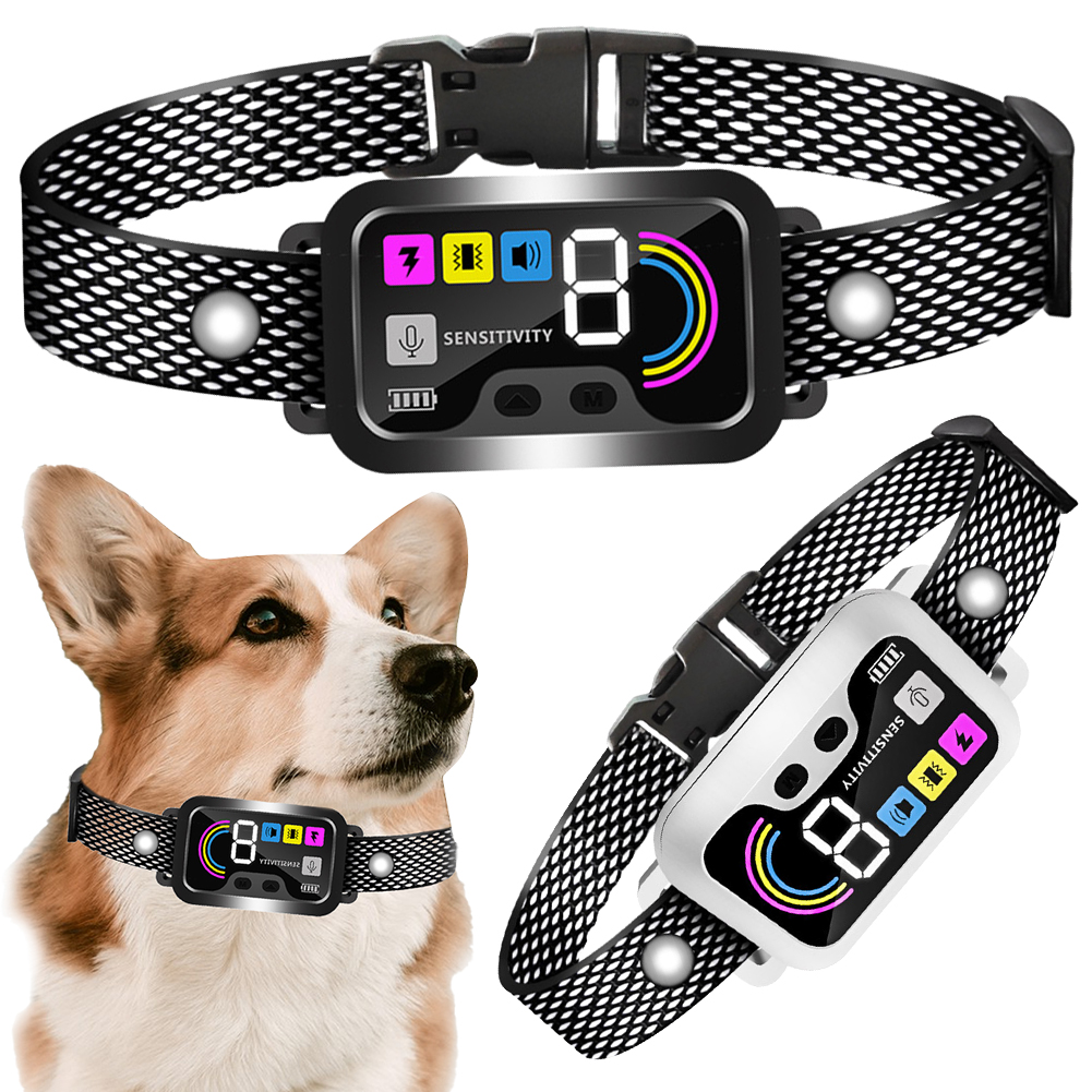 Automatic Anti-Bark Collar IP67 Waterproof Electric Dog Trainer USB Charging with 8 Adjustable Sensitivity Pet Training Supplies