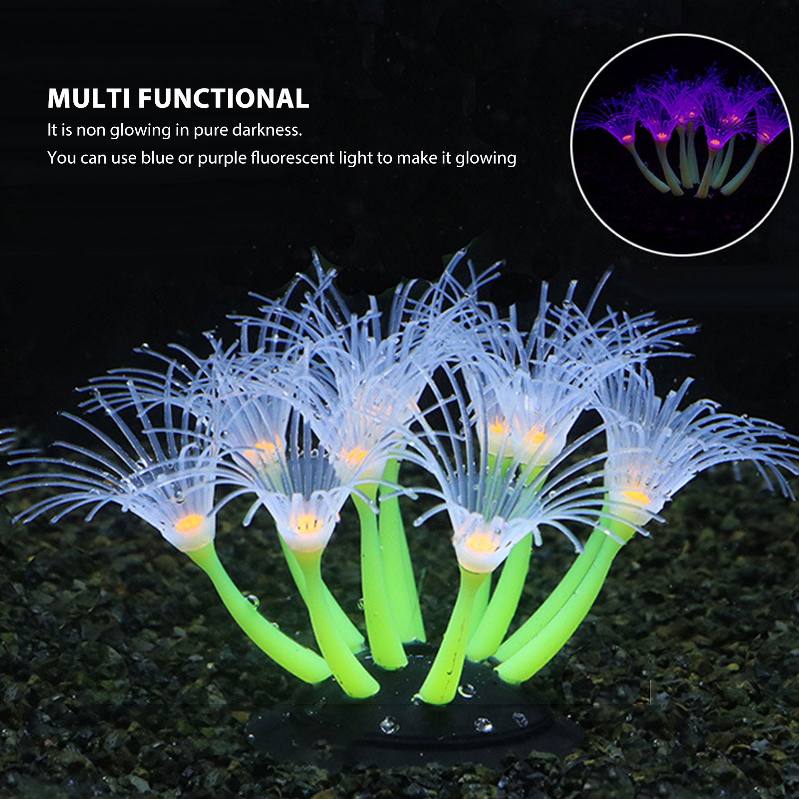 Aquarium Simulation Silicone Coral, Lifelike Decorative Ornament, Artificial Fish Tank, Water Plant for Freshwater