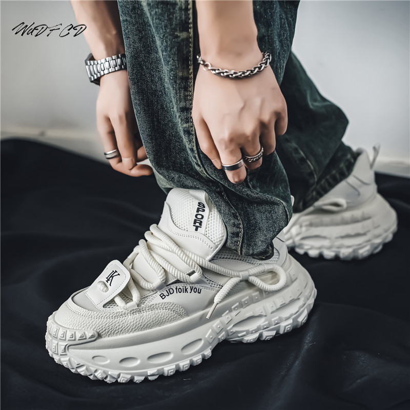 Men Sneakers New Chunky Designer Tire Bottom Sport Fashion Casual Leather Mesh Breathable Height Increased Flat Platform Shoes 5394 8e32