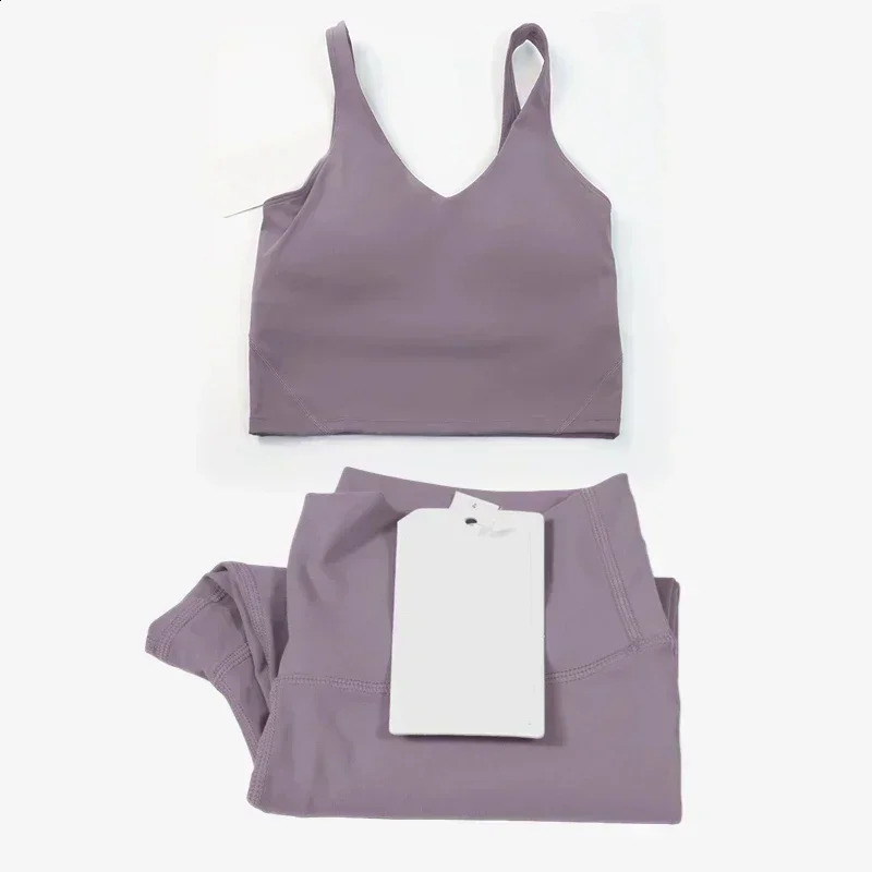 Naked Feeling Women Yoga Set UShaped Sports Bra Quick Dry Leggings Sportswear Workout Clothes Fitness Gym 240904