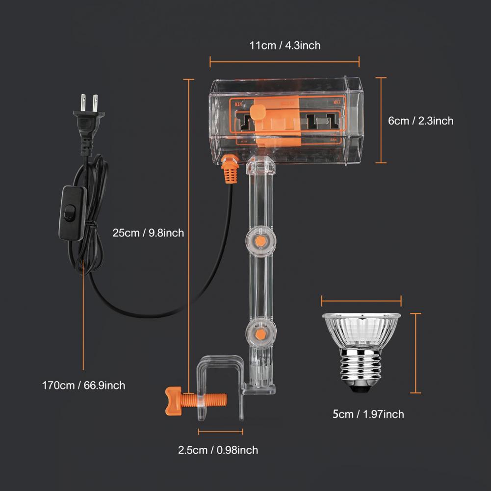 Heat Light Combo Adjustable Heat Lamp with 360-degree Rotatable Arm for Turtle Basking Spot Light Uva Uvb Sunlight for Bearded