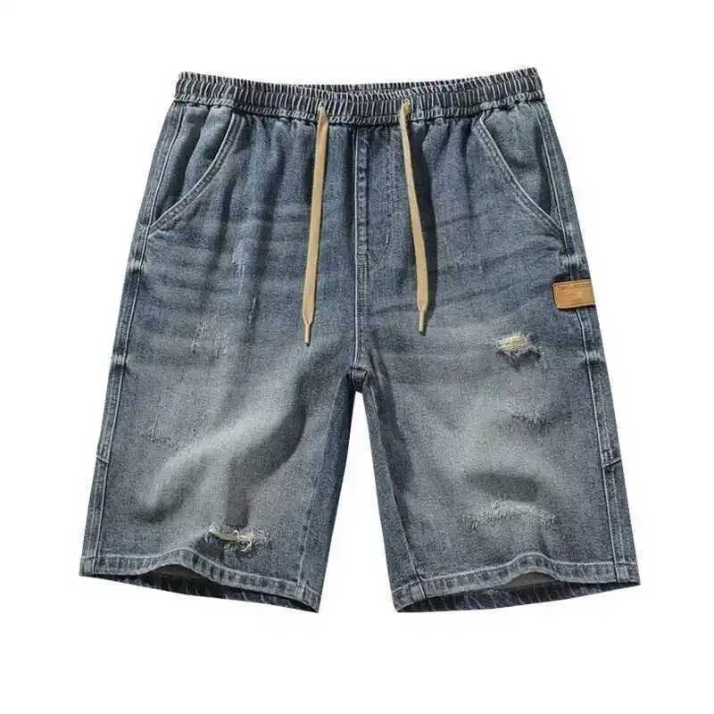 Korean Luxury Clothing 2024 Summer Cowboy Casual Denim Knee Length Shorts Men Washed Designer Boyfriend Short Jeans TrousersX240914