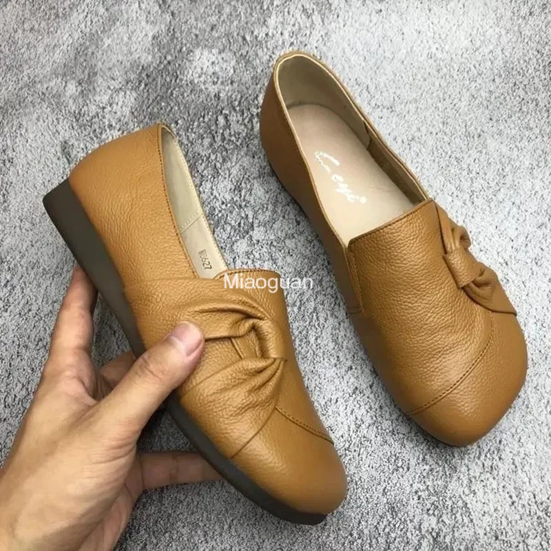 Women Loafer Flat Shoes Women Comfort Non-slip Soft Oxford Solid Color Mom's Shoes New Fashion Leather Footwear Spring Summer PU