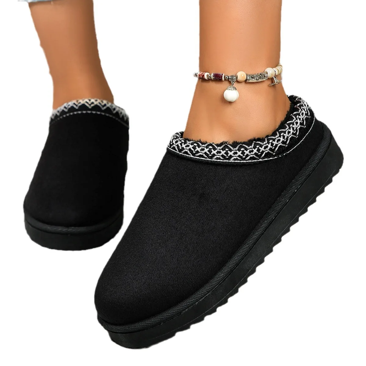 Men/women 2024 Autumn/winter Fashion Snow Boots Size 44 Plush Comfort Anti Slip Platform Thick Bottom Cotton Shoes