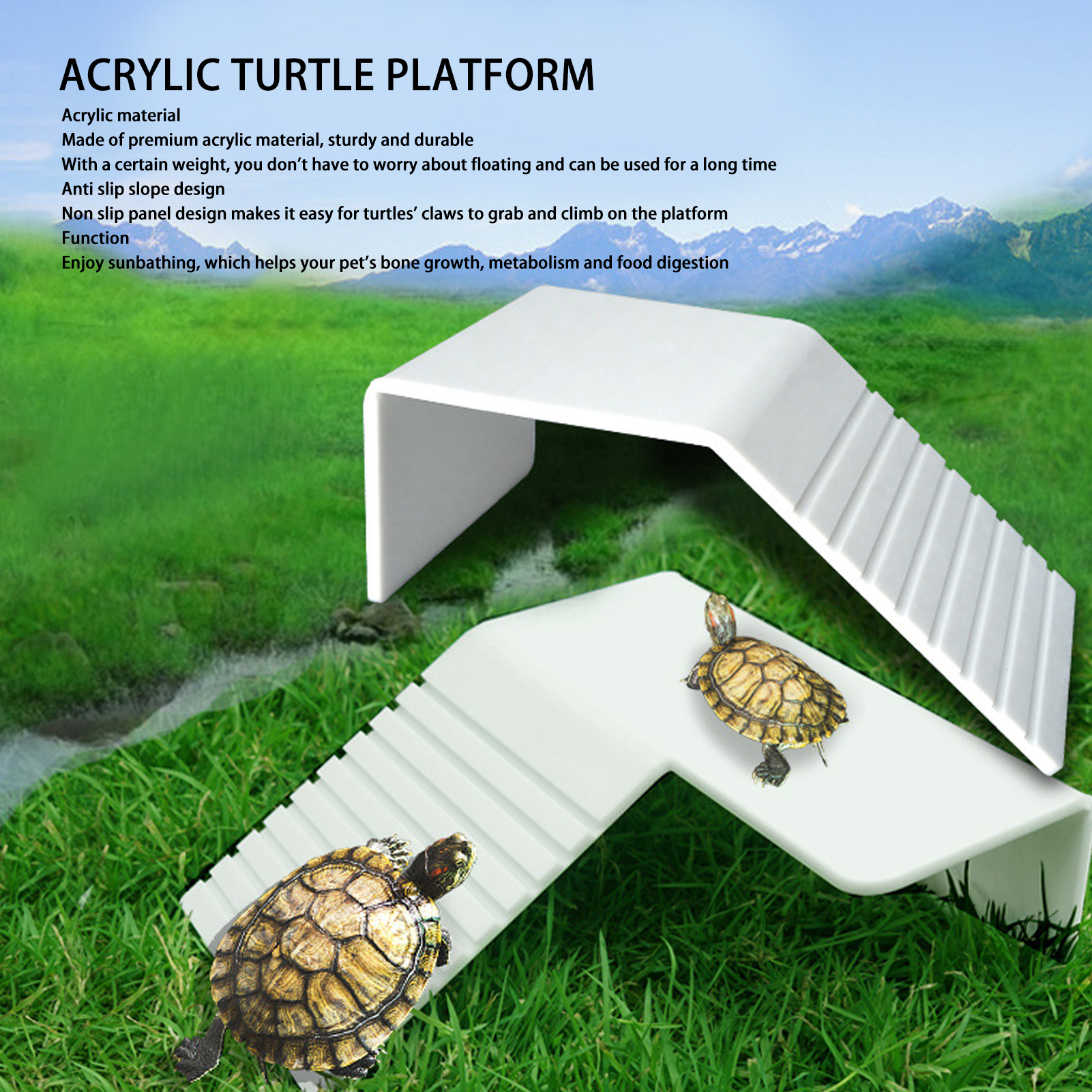 Acrylic Turtle Basking Platform Durable Slip Rasistant Deck Surface Stable Turtle Ramps For Climbing