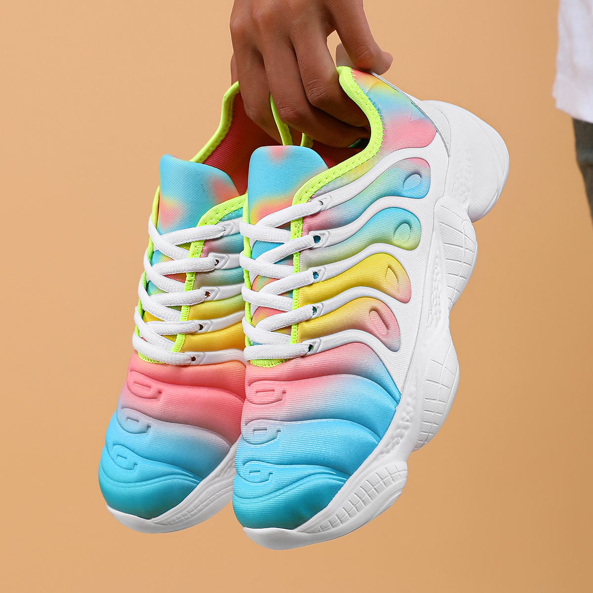New Candy Color Men Transparent Bottom Sneakers Running Shoes Women Hiking Shoes Couple Autumn Rainbow Sports Shoes wholesale