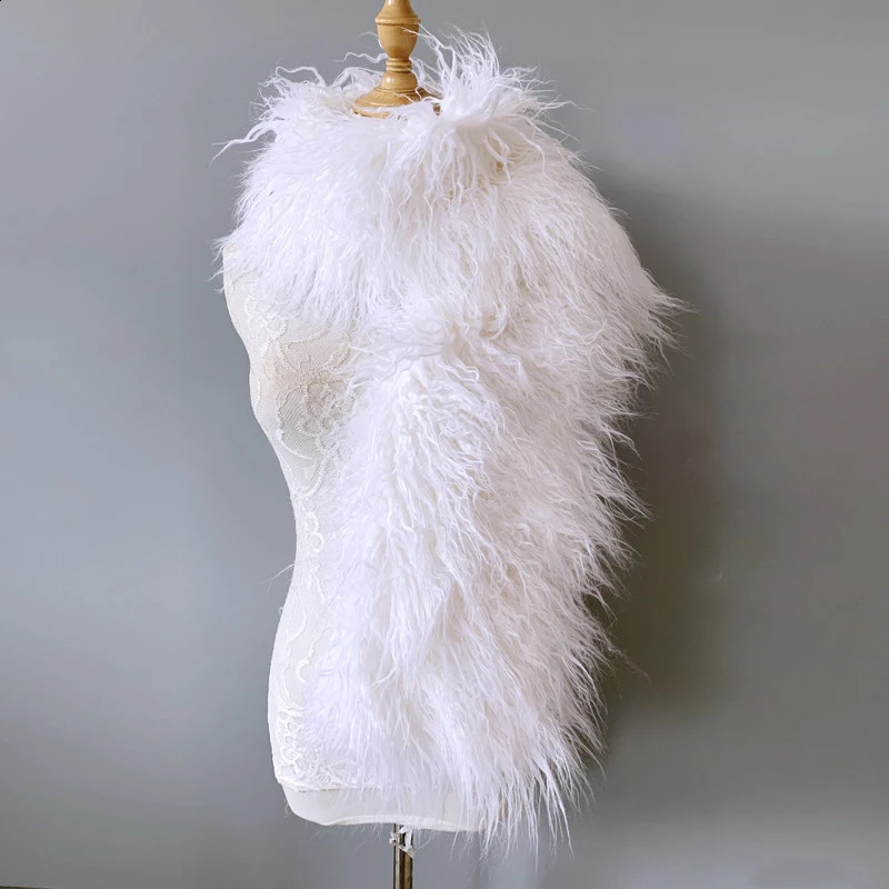 Women Mongolian Fur Collar Lady Winter All-Match Long Curly Fur Scarf Warm Thick Fashion Coat Parka DIY Fur Collar Neck Warmer 240910