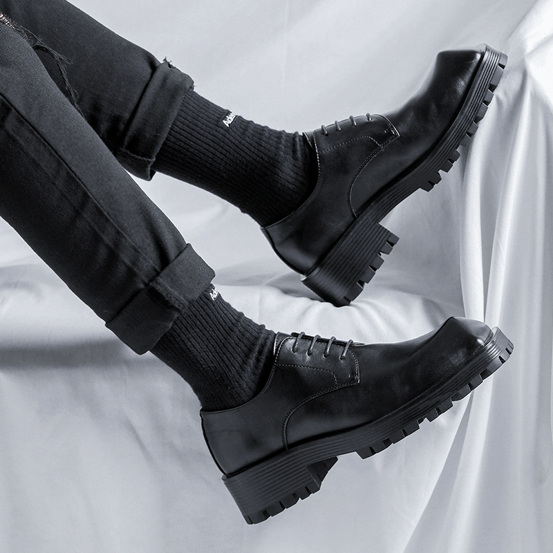 Dress Business Shoe Men Cone Toe Niche Design Fashion Casual Increase Leather Shoes Male Japan Korean Streetwear Commute fef3 s