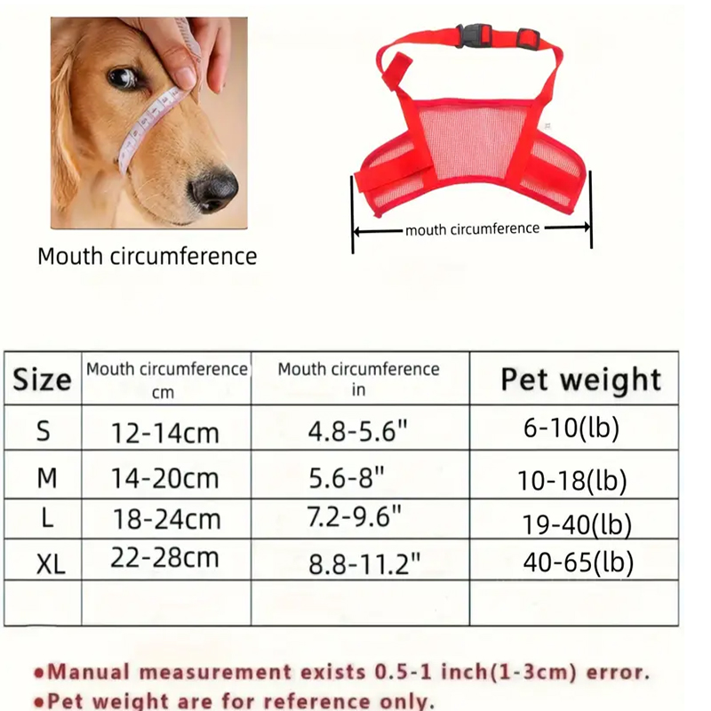 Adjustable Breathable Dog Muzzle - Prevents biting and barking, with adjustable strap for a comfortable fit