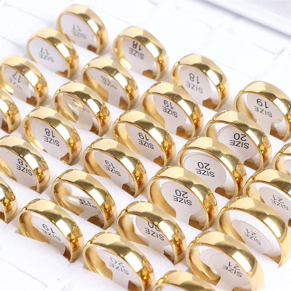 Wholesale of 100 pieces/batch of curved stainless steel rings and jewelry suitable for women men weddings and colorful party gifts with a width of 4/6