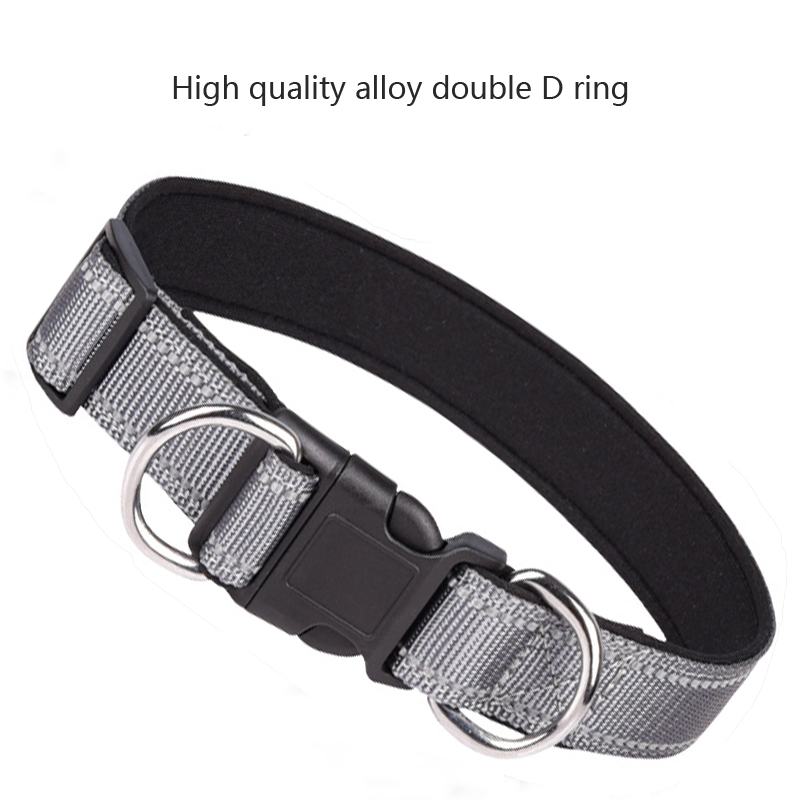 Reflective Pet Collar Double D Ring Nylon Adjustable Dog Collar To Prevent Bursts Suitable for Medium & Large Dogs Accessories