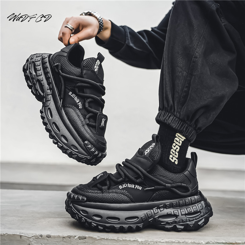 Men Sneakers New Chunky Designer Tire Bottom Sport Fashion Casual Leather Mesh Breathable Height Increased Flat Platform Shoes 5394 8e32