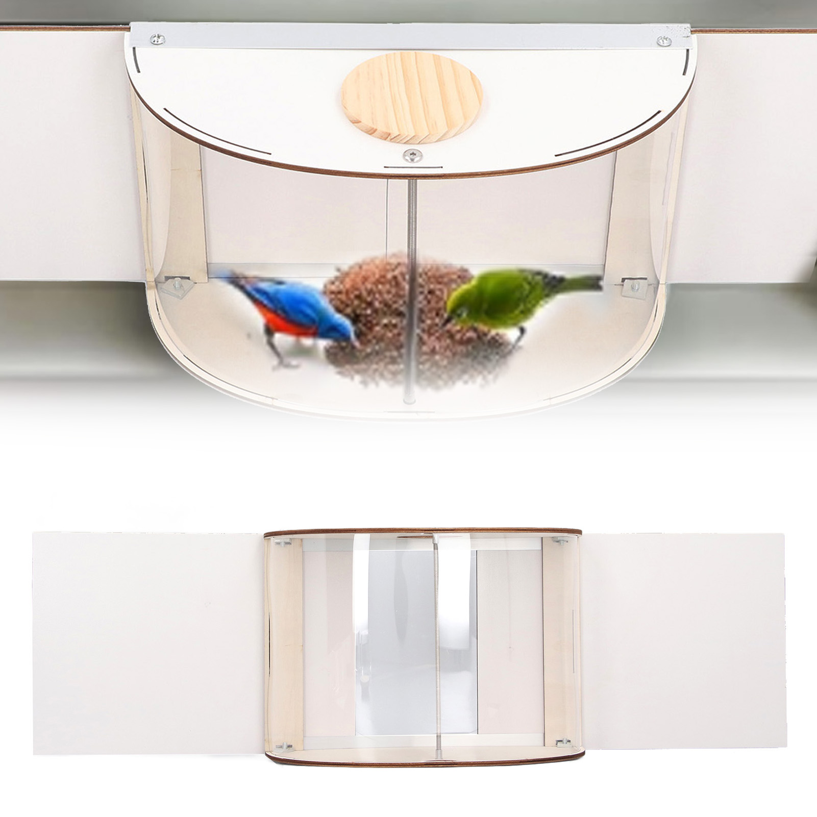 Window Bird Feeder Inside House, Rain Proof, Adjustable Inlet, Stable 180 ° Clear View, Feeder for Bird Watching