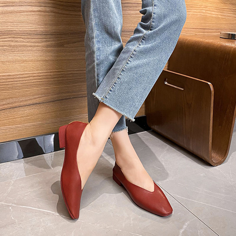 Woman Summer Elegant Pumps New French Square Toe Green Mary Janes Cute Casual Female Retro Low Heeled Soft Soled Flat Shoes a6b9 bc7d