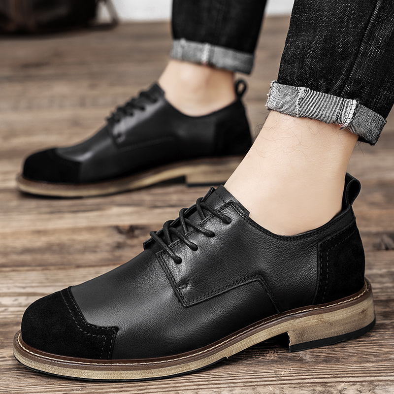 Luxury Brand New Men Casual Leather Shoes Comfortable Platform Genuine Leather 2024 British Lace-Up Outdoor Antiskid Ankle Boots