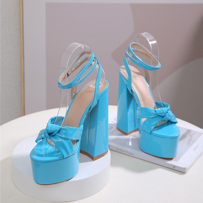 High Chunky Heeled Ankle Strap 2024 Hot Sale Elegant Summer Platform Sandals New Solid Simply Shoes Comfy Walking acd5