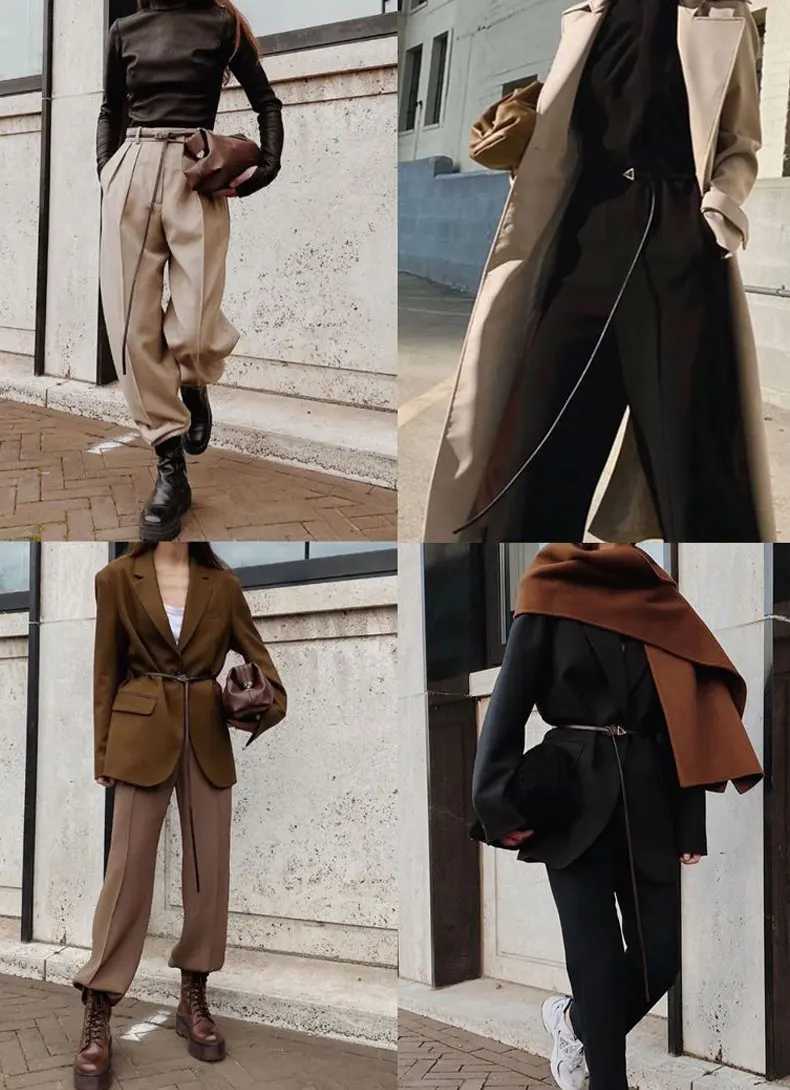 Genuine leather waist belt for womens decoration suit with dress waist cinching 2024 new versatile small beltX240914