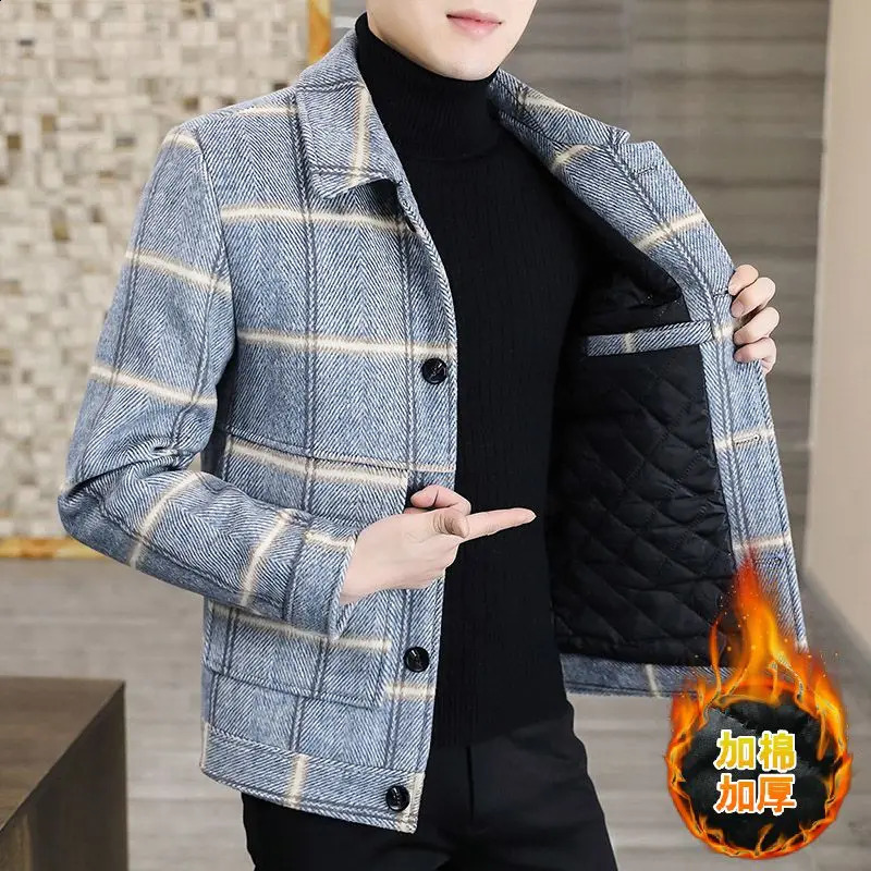 Fashion trend high-end boutique casual plaid tweed jacket handsome top plus cotton thickened woolen coat 240905