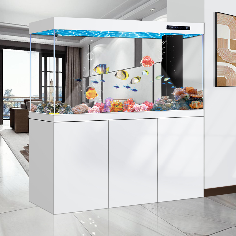 Large fish tank glass aquarium living room dragon fish tank 1.2m 1.5m 1m 3M aluminum alloy bottom cabinet bottom filter