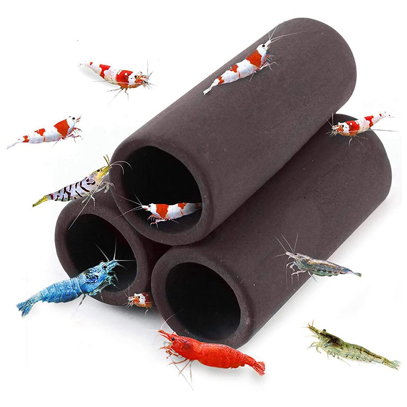 3 Pcs Brown Ceramic Shelters - Shrimp Habitat, Breeding Tube, Hiding Cave
