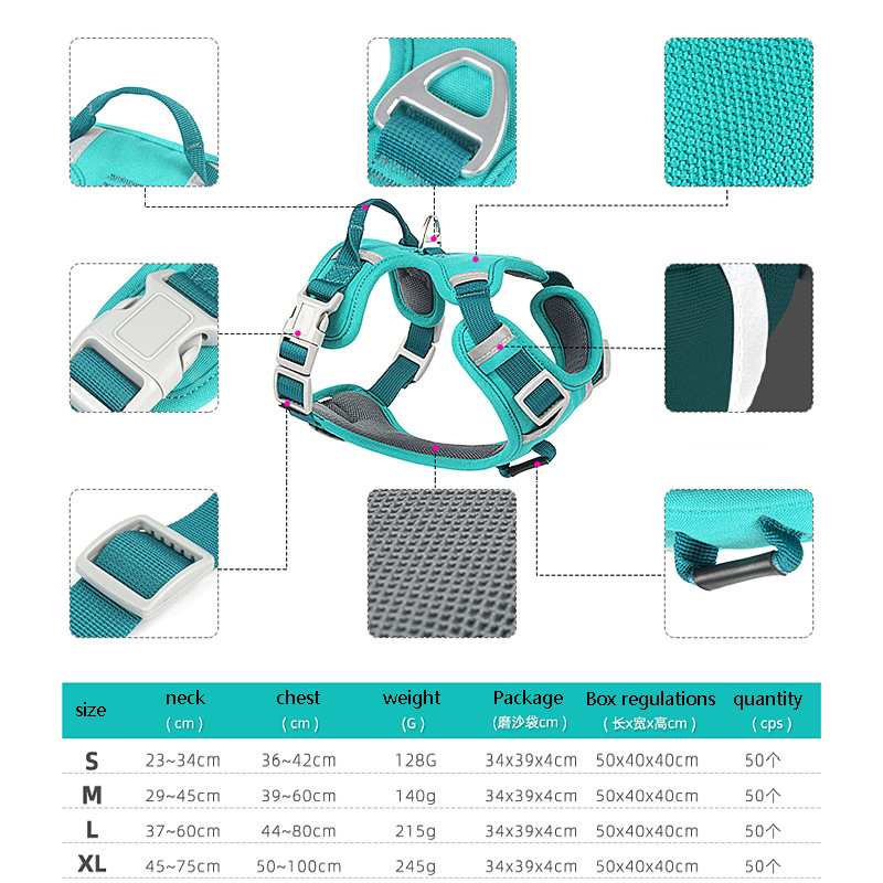 Reflective Dog Harness Medium & Large Dog Vest Adjustable Oxford Cloth Pet Harness with Control Handle for Dog Walking Training