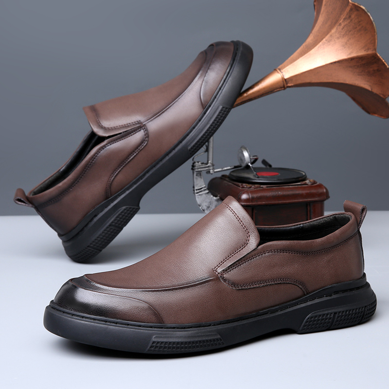 Brand 2023 Winter Plush Dress Slip On Casual Black Leather Men Loafers Wedding Party Male Shoes men b491