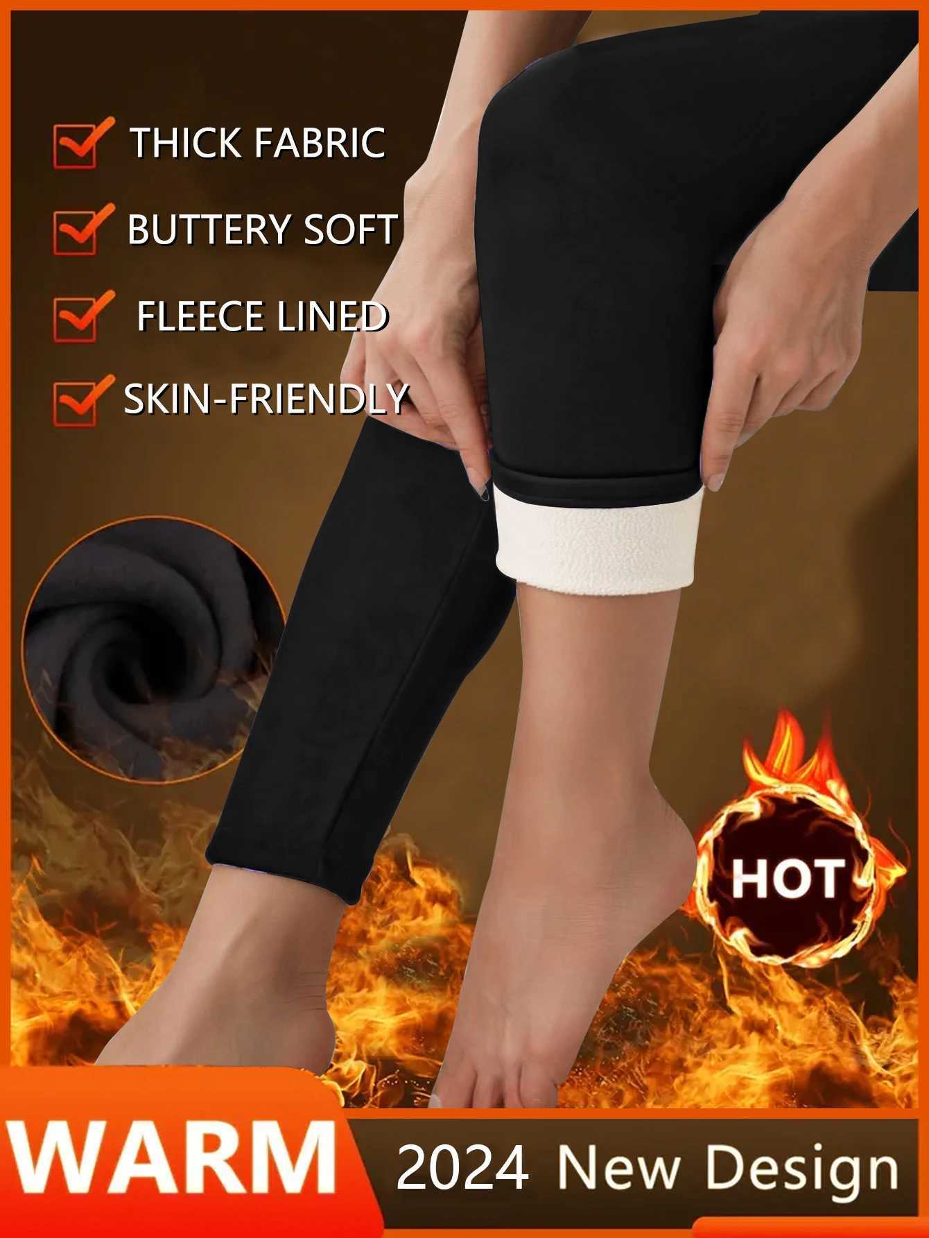 1 piece of autumn and winter warm pants with thickened fleece inside and high waisted tight leggings for womens outdoor sportsX240914