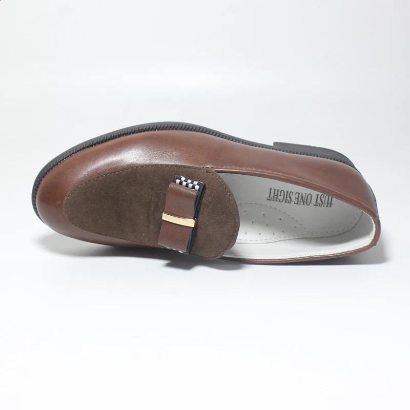 Kids Shoes For Boys PU Leather School Show Dress Shoes Flats Classic British Oxford Shoe Children Wedding Loafer Moccasins Brown 240911