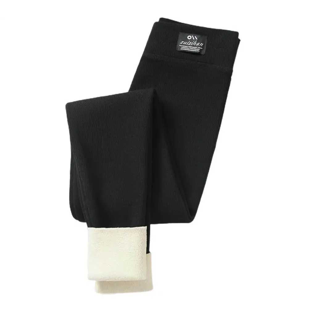 Winter Leggings Solid Color Soft High Waist Thickening Fleece Keep Warm Casual High Elasticity Women Winter Pants Female ClothesX240914