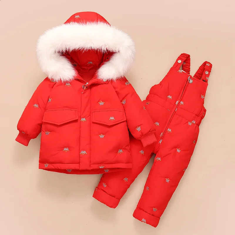 Winter Children Clothing Set Baby Girl Clothes Warm Down Jacket Coat Jumpsuit Snowsuit Kids Parka Duck Down Overalls Overcoat 240904